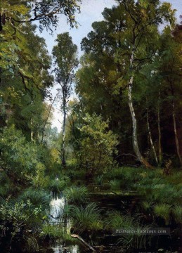  foret - étang envahi au bord de la forêt siverskaya 1883 paysage classique Ivan Ivanovich